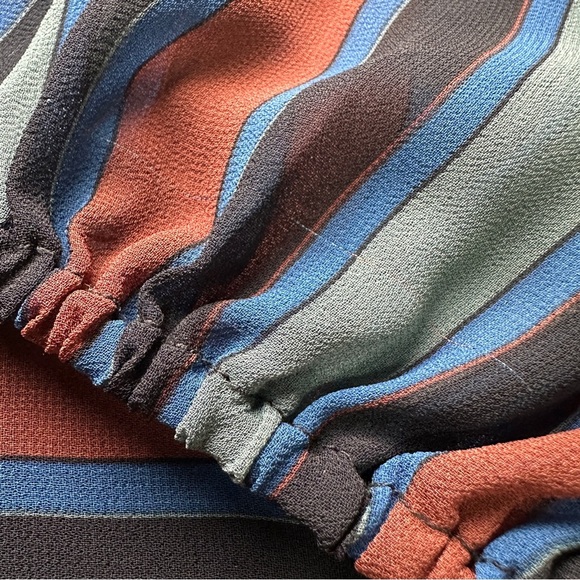 Madewell Women's Blouse Large Academy Stripe Retro Sheer Sleeve Modern Top - Picture 12 of 16